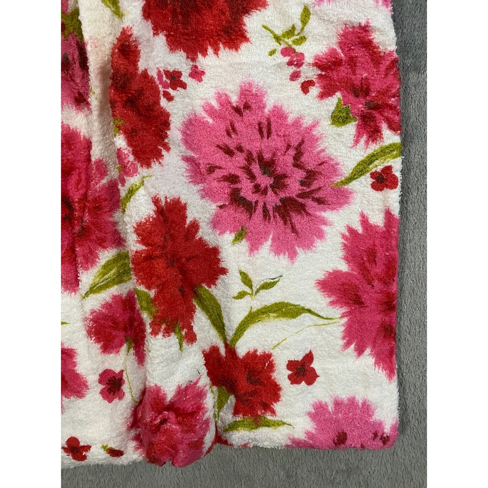 VTG Terry Tuck Robe OS Pink Red Floral Pouf Duster Terrycloth NEW 60s Grannycore - Picture 6 of 12